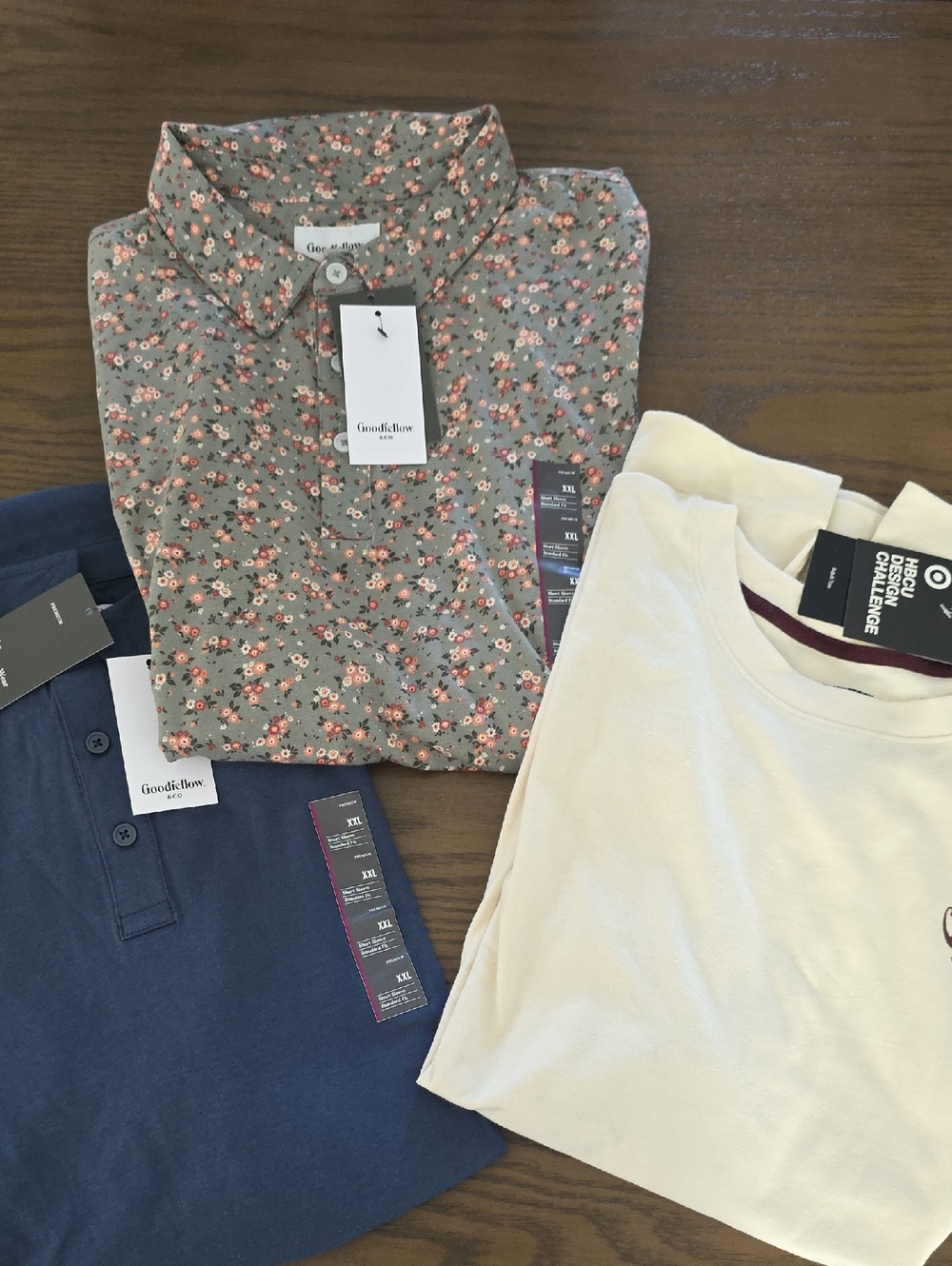 Bundle 3 pack Goodfellow & Co floral polo+ blue polo + culrure polo